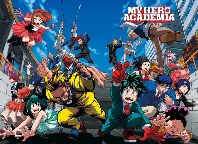 My Hero Academia anime serisi karakterleri posteri 2K duvar kağıdı