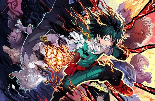 Serial anime My Hero Academia aksi laki-laki rambut hijau unduhan