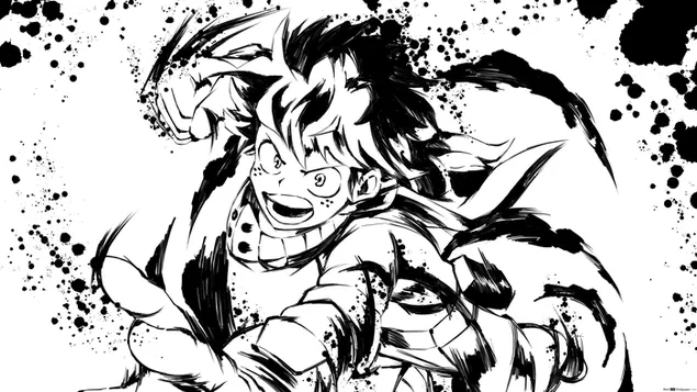 Dibujo en blanco y negro de My Hero Academia 2K fondo de pantalla