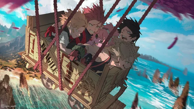 My Hero Academia - Denki Kaminari, Eijiro Kirishima, Mina Ashido, Hanta Sero și Katsuki Bakugo HD imagine de fundal