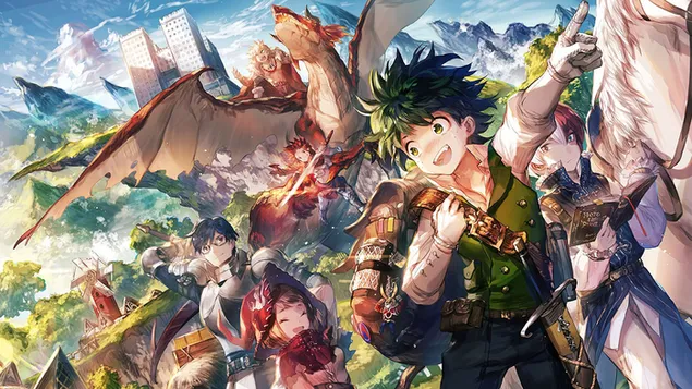 我的英雄学院龙和动漫角色 2K 壁纸