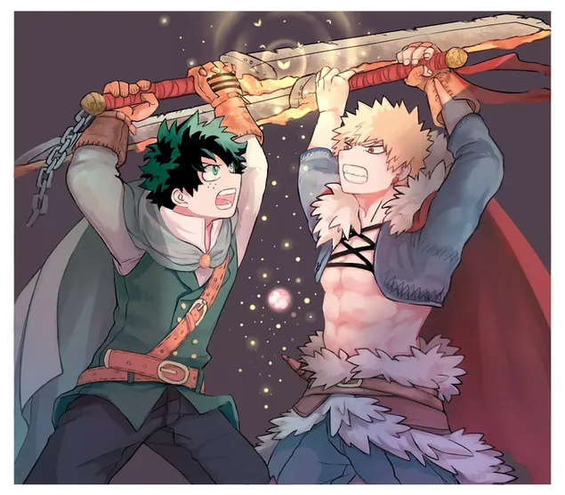 My Hero Academia - Izuku Midoriya și Katsuki Bakugo (Ancient Fight) HD imagine de fundal