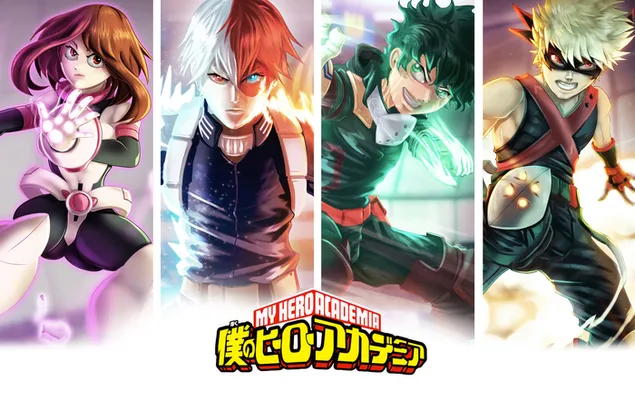 My Hero Academia - Izuku Midoriya,Katsuki Bakugo,Shoto Todoroki,Ochaco Uraraka HD 壁紙