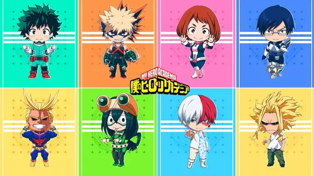 Personatges Kawaii de My Hero Academia 4K fons de pantalla