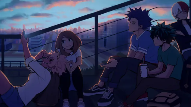 My Hero Academia - Mina Ashido,Ochaco Uraraka,Izuku Midoriya,Shoto Todoroki 4K 壁纸