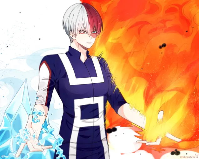 ฮีโร่ของฉัน Academia - Shoto Todoroki Fighting 2K วอลเปเปอร์