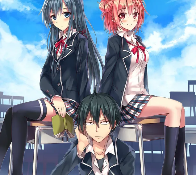 Tapeta Moje romantická komedie z mládí je špatná, jak jsem očekával - Yukino Yukinoshita, Hacchiman Hikigaya & Yui Yuigahama HD