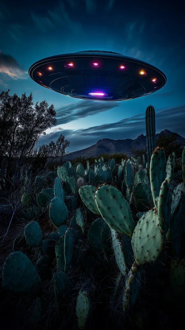 saladuslik lendav taldrik teravate korbetaimede ja magede kohal allalaadimine