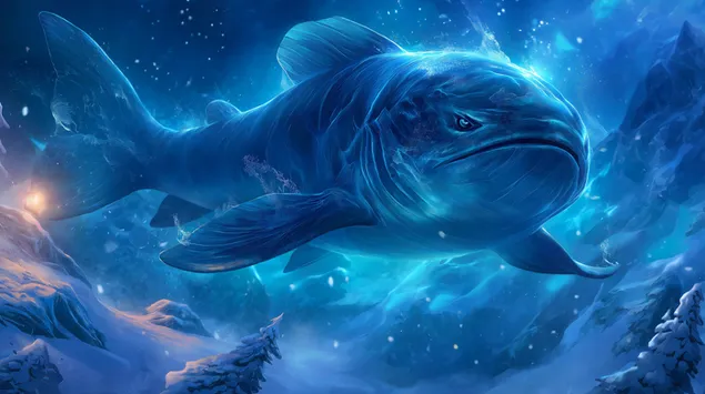سمكة عملاقة غامضة في مياه القطب الشمالي التي تصل درجة حرارتها إلى ما دون الصفر 2K خلفية