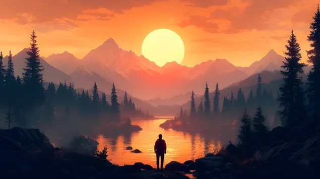 Agimi mistik: Përqafimi i bukurisë së maleve të ndriçuara nga dielli 2K sfond