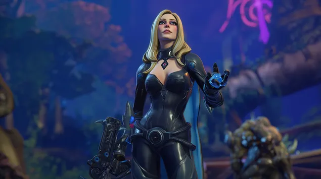 Penyihir Mistis dalam Baju Zirah Futuristik 2K wallpaper