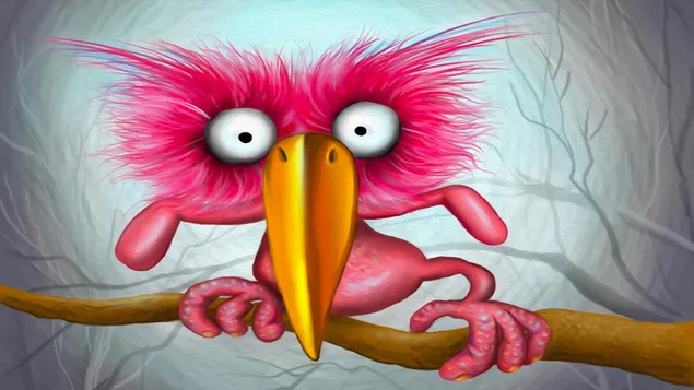 Naked pink bird 4K wallpaper
