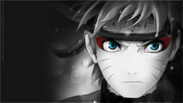 Naruto woedende blauwe ogen met zwart-wit download
