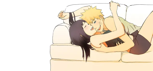 Naruto having fun with his love Hinata 2K wallpaper