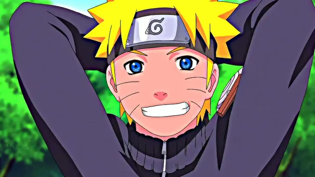 Naruto es encantador con los brazos detrás de la espalda.