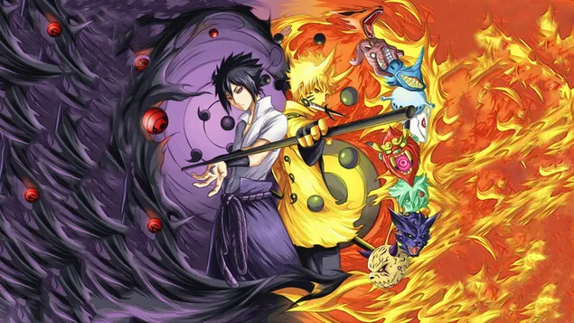La ira de Naruto y Sasuke y los enemigos derrotados. descargar