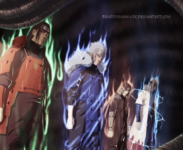 Naruto Shippuden - Minato Namikaze,Hiruzen Sarutobi,Tobirama Senju,Hashirama Senju,Rinne Rebirth HD kertas dinding