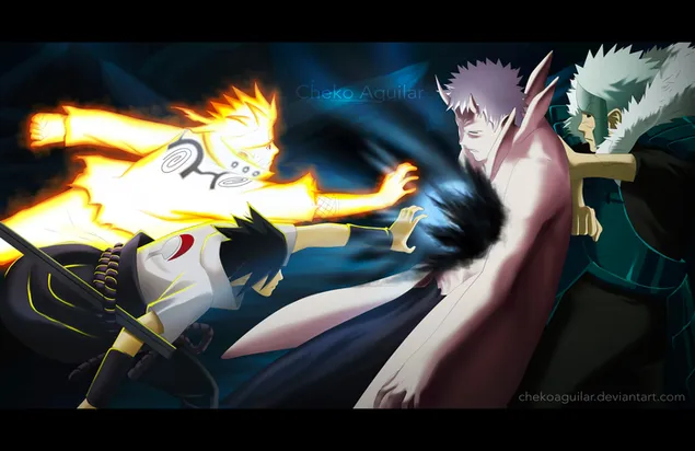 ناروتو شيبودن - Naruto Uzumaki، Sasuke Uchiha، Obito Uchiha، Tobirama Senju 6K خلفية