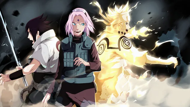 Naruto - team 7: sasuke, sakura and naruto HD wallpaper