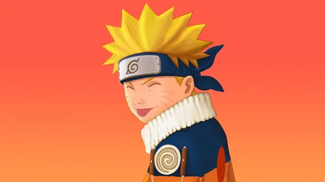 Naruto Uzumaki pozuje z blond włosami i opaską na głowie wystającą z języka 4K tapeta