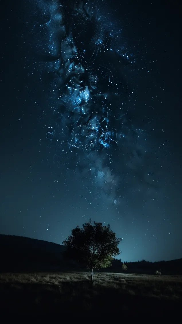 Naturlandschaft in sternenklarer Nachtluft 2K Hintergrundbild