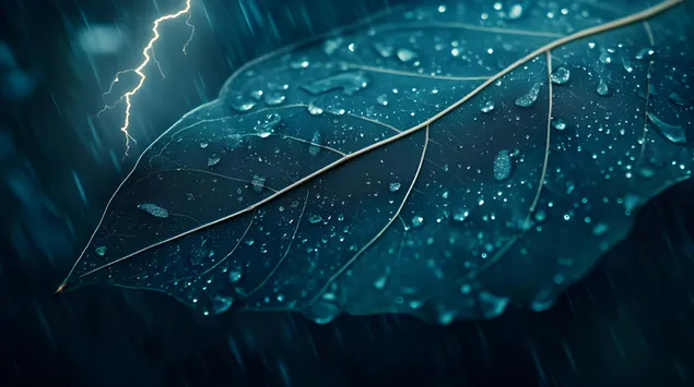 Tapeta Drama přírody: List kapající uprostřed elektrizujících bouří 4K