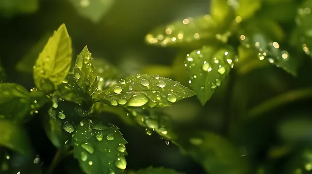 Tapeta Hydratácia prírody: Kvapky vody zblízka 8K