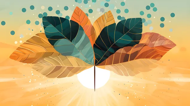 大自然的调色板：树叶与阳光的融合 8K 壁纸