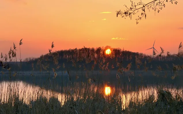 Natuur - uitzicht op de zonsondergang HD achtergrond