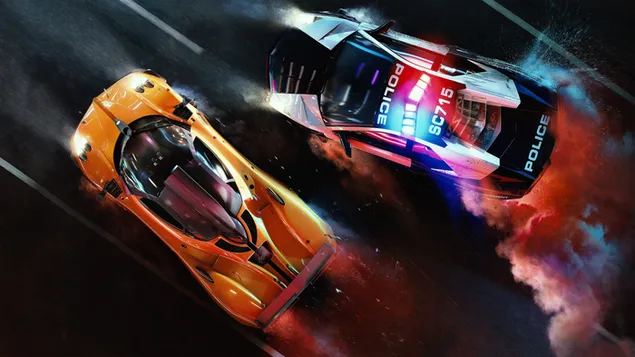 Need For Speed: Hot Pursuit (Yellow car and Police car) 4K wallpaper