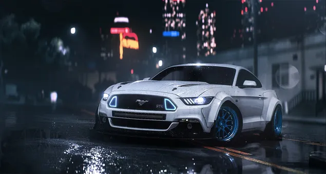 Need for Speed ​​witte Ford Mustang HD achtergrond