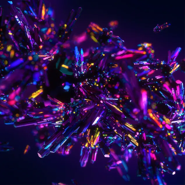 Neon kristalle 4K muurpapier
