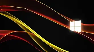 Tapeta Neonové zlaté červené pozadí Windows 11 Dekstop 4K
