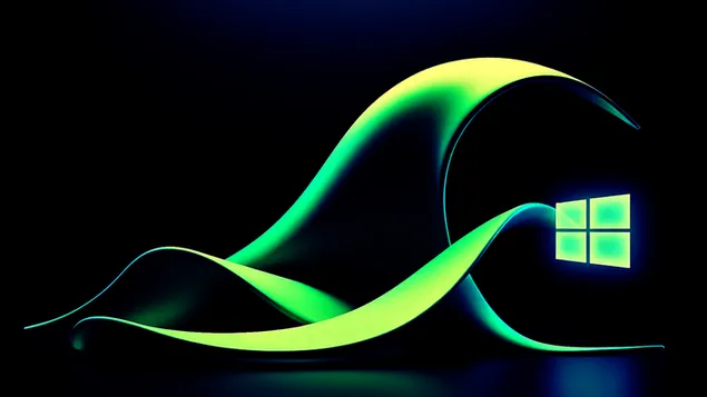 song chat long mau xanh la cay neon va vang voi logo windows 11 tai xuong