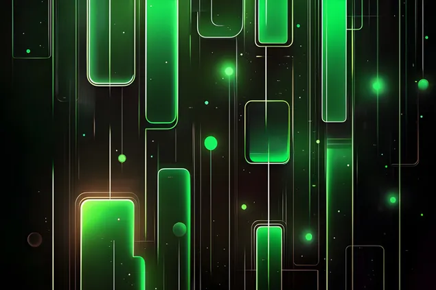 Shkëlqim gjeometrik neoni jeshil 2K sfond