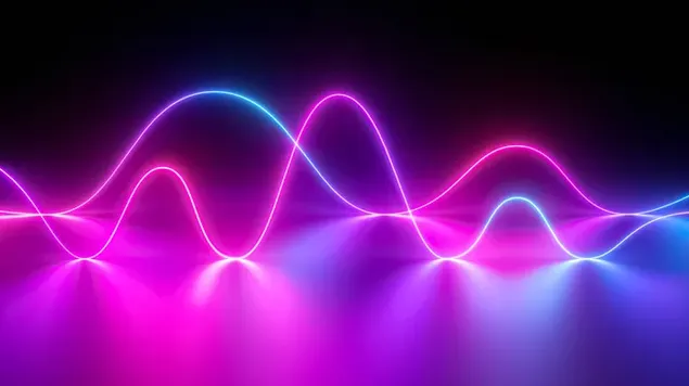 Neon lights of pink and blue waves 2K wallpaper