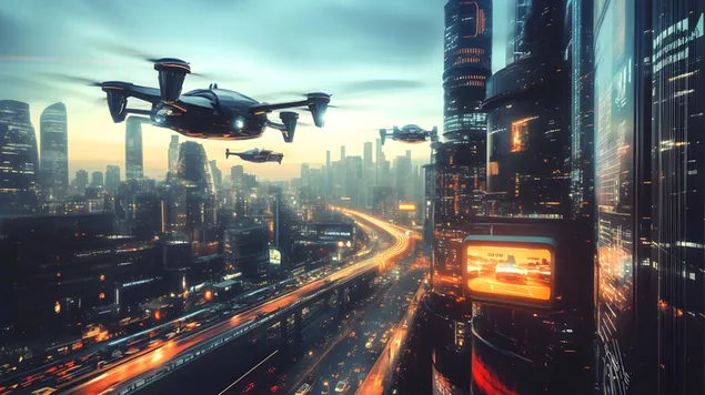 Metropolis Neon: Evolucioni i Futurizmit Urban 8K sfond