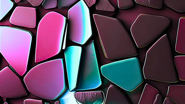 Mosaico abstracto de color verde y rosa neón 4K fondo de pantalla