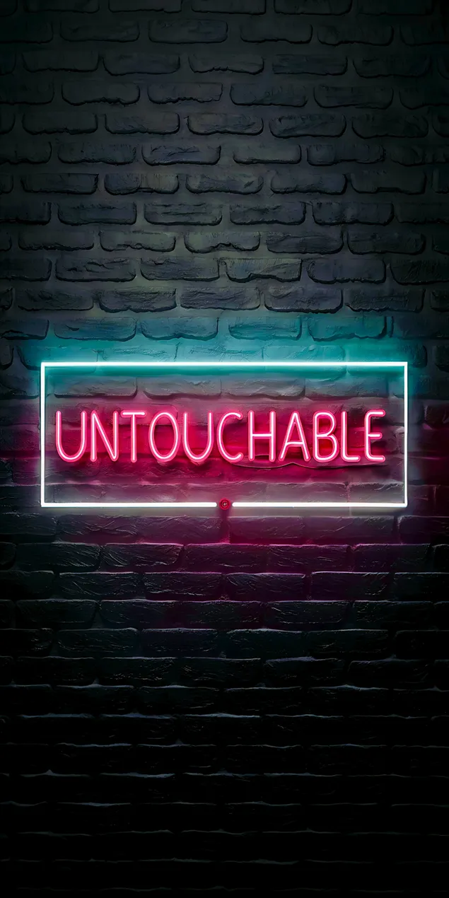 neonteken vertoon die woord onaantasbaar op 'n baksteenmuur aflaai