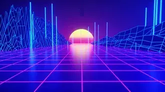 Tapeta Neon Západ Slunce Abstrakt 4K