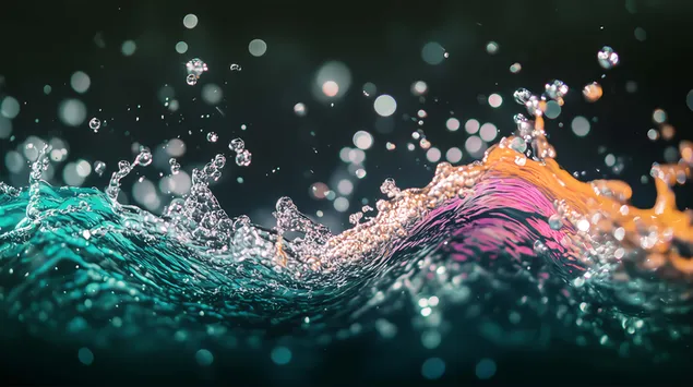 ฟองน้ำนีออนที่มีรูปแบบคลื่นของเหลว 8K วอลเปเปอร์