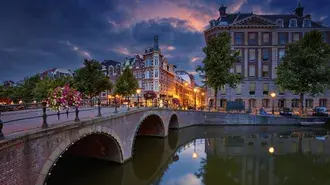 hollanda, kanal, amsterdam, avrupa, su, alacakaranlik, sehir indir