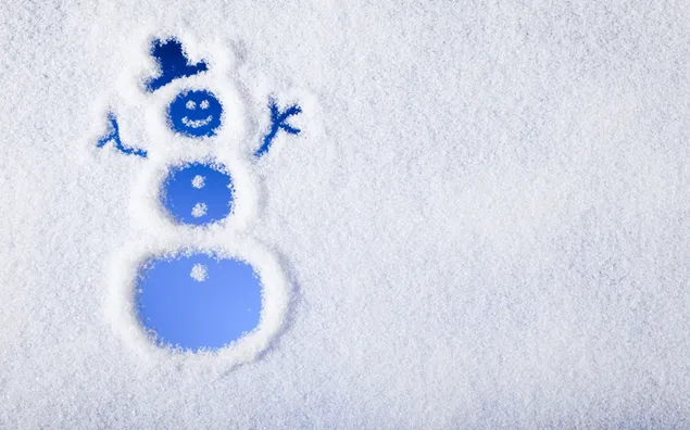 Netter kleiner Schneemann gezeichnet auf die Schneeflocken, die auf das Fenster fallen herunterladen
