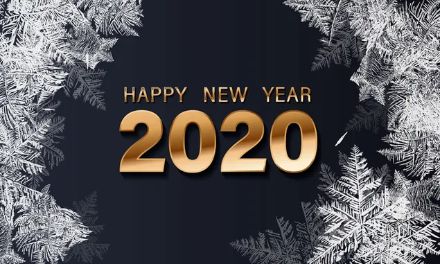 Año nuevo 2020 con copos de nieve helados 4K fondo de pantalla
