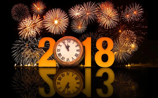 New Year Card with clock download