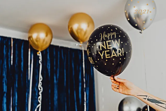 New Year celebration with balloons 