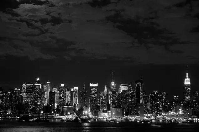 De zwart-witte skyline van New York City download