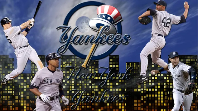 Logotip i jugadors dels New York Yankees baixada