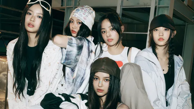 Alle Mitglieder von NewJeans für das Shooting zum „Supernatural“-Album 4K Hintergrundbild