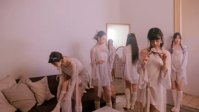 כל החברים של ניוג'ינס בחדר ההלבשה | קום צילום אלבום 4K טפט